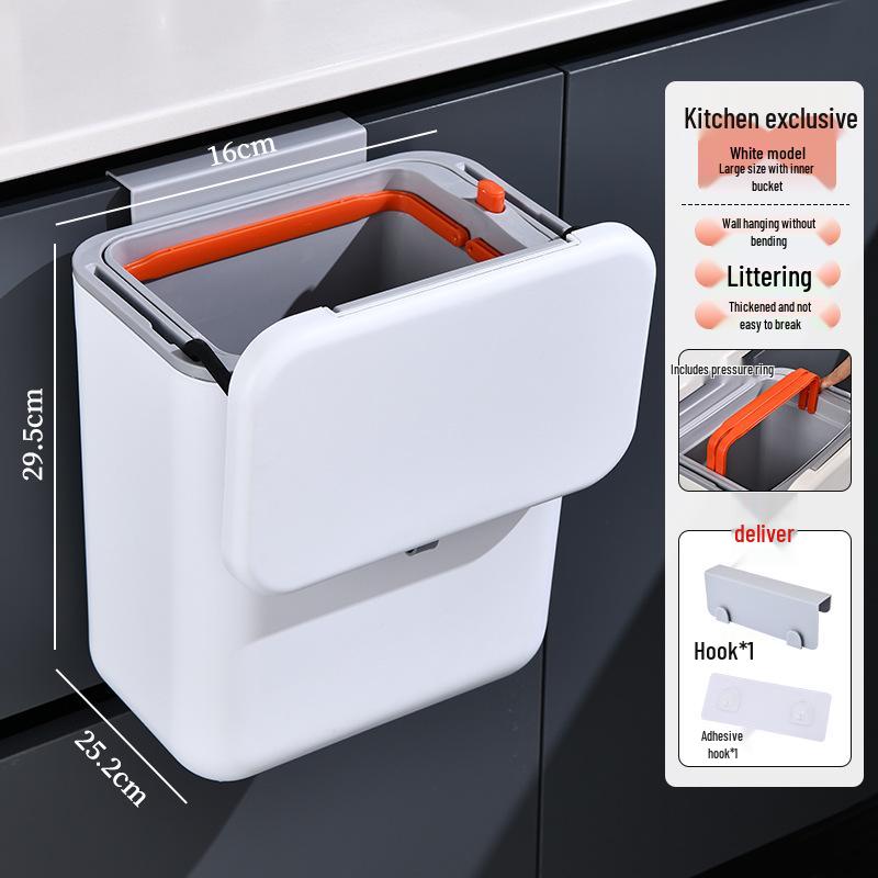 Настенное кухонное мусорное ведро с крышкой - Идеально для пищевых отходов, гостиной, ванной комнаты или подвесного хранения.