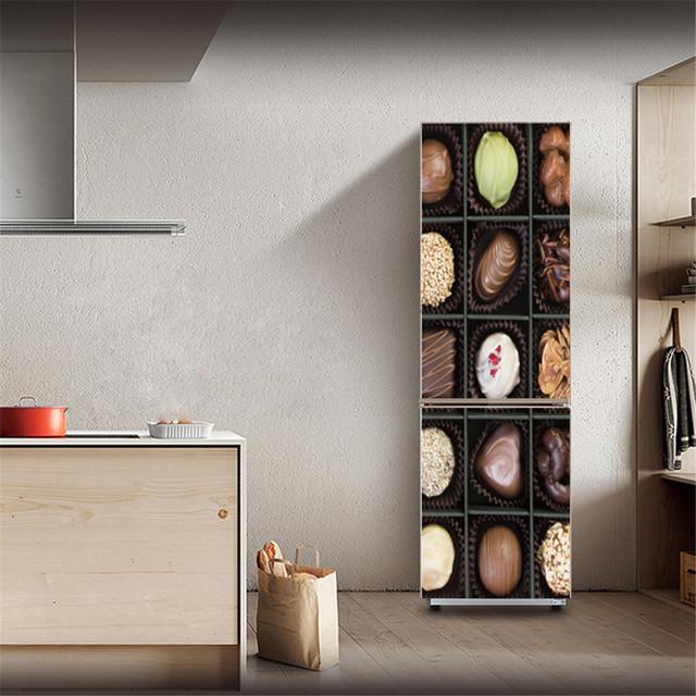 Kitchen Food Fruit Refrigerator Sticker Full Film Kitchenware Removable Renovation Freezer Door Cover Side Decoration Stickers