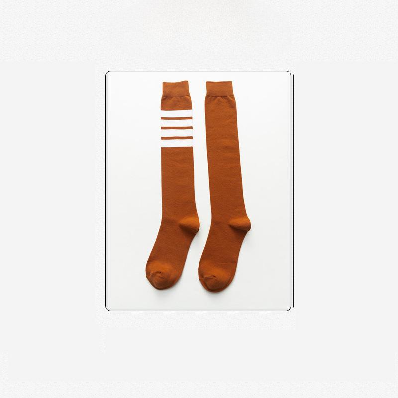 Носки для йоги и голени, спортивные носки для бега и фитнеса, асимметричные высокие носки, женские носки в стиле колледжа с четырьмя полосками