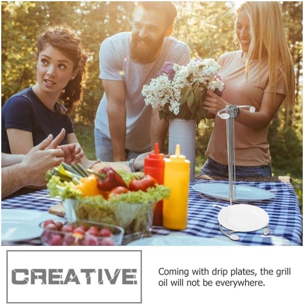 Lightweight BBQ Skewer Set Detachable Hanger Skewer Stand Easy To Use Food Grill  Rack  Backyard