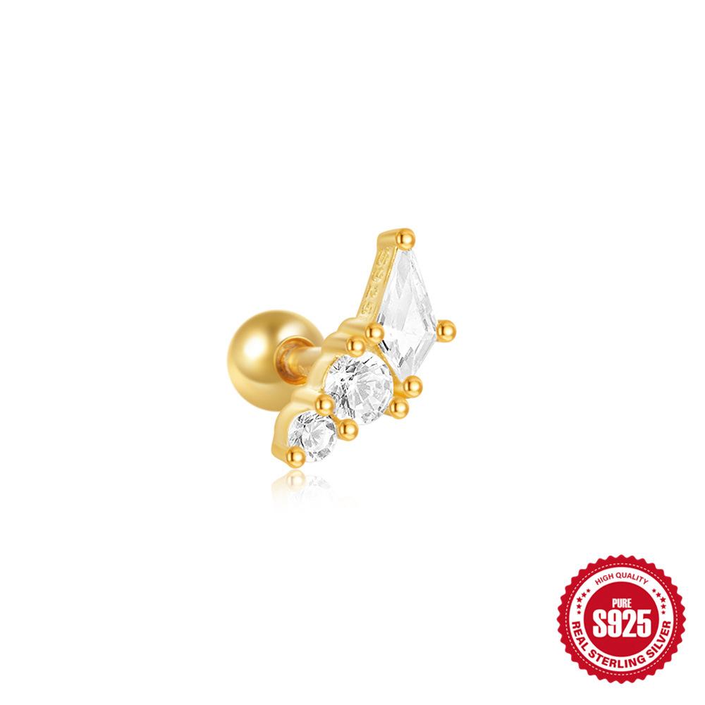 S925 Стерлинговое серебро Глаз дьявола Кошачий глаз Опал Опал Бриллиант Шар Пирсинг Резьбовой Гвоздик для уха Премиум