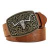 Floral Engraved Buckle Western Cowboy Belts PU Leather Leather Belt Fashion Waistband Belts  Jeans