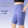 Plus Size Women's Mid-Length Cycling & Running Fitness Shorts with Double Pockets