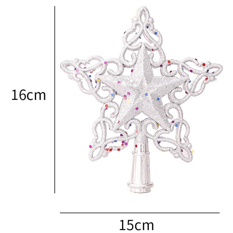 Christmas Tree Top Glitter Gold Silver Star Xmas Tree Snowflake Ornaments Christmas Decoration For Home