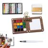 Mini Watercolor Kit Travel Watercolor Paint Set with Sketchbook Binder Clip Pen Portable Watercolor Palette with 12/24 Color Paints for Beginners