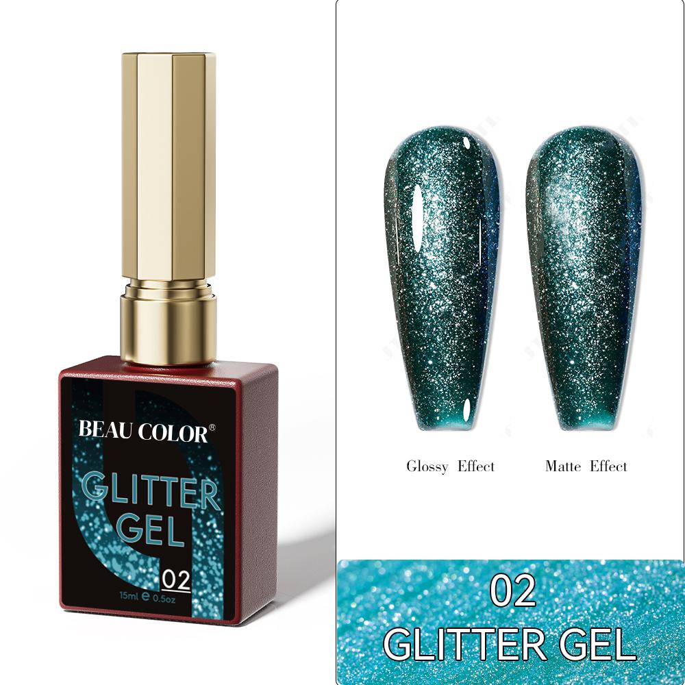 BEAU COLOR 1 шт. 15 мл 8 цветов светоотражающий блестящий гель-лак коллекция УФ/светодиодный Рождественский блестящий цветной гель для дизайна ногтей маникюр своими руками