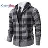 Cozy Up Мужской свитер, пальто, осень-зима, толстый, теплый, с капюшоном, клетчатый шерстяной свитер, кардиган, флисовое пальто на молнии, мужское пальто