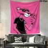 Pink Panther Wall Tapestry Aesthetic Wall Hanging Printed Fabric Blanket Decorative Tapestries for Bedroom Living Room Home Decor