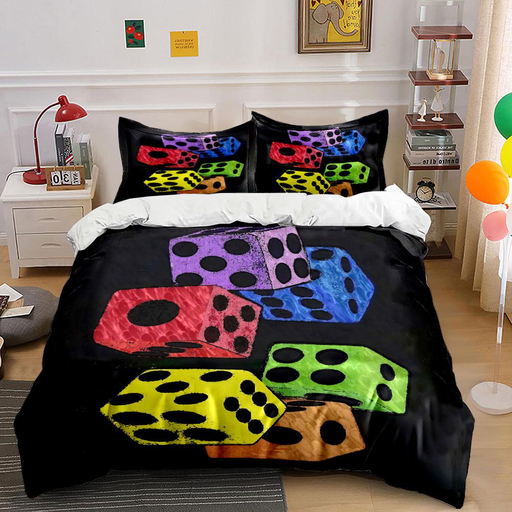 Colorful dice pattern. Bedding sets Duvet cover sets Duvet covers Pillowcases(1* Duvet Cover 2* Pillowcases without duvet insert)