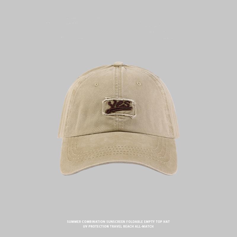 Выстиранная бейсболка с вышивкой и мягким верхом для женщин, осенняя новинка, универсальный солнцезащитный козырек, парная бейсболка