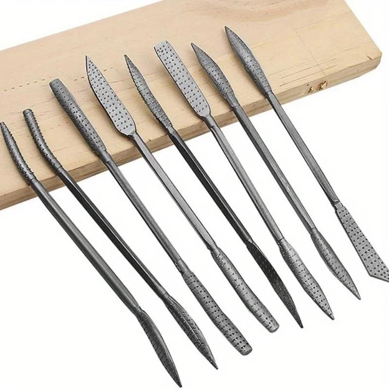 Набор из 8 напильников для рашпиля по дереву - Ассорти из напильников для рашпиля - Инструмент для обработки дерева