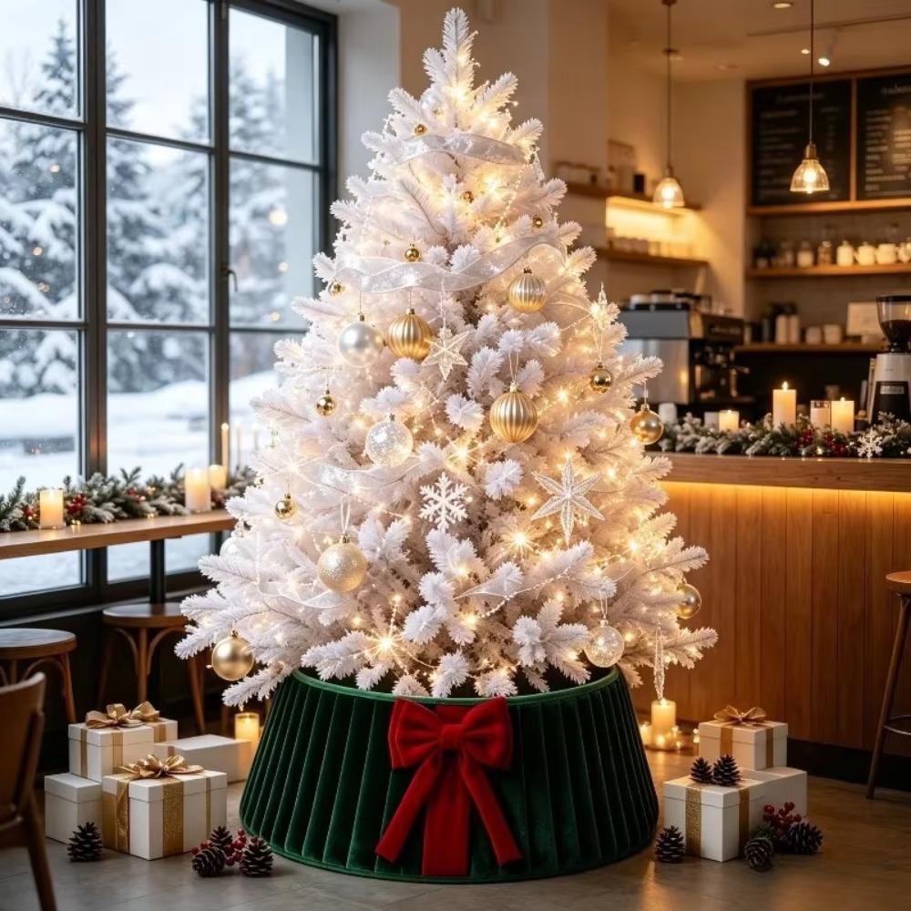 With Bowknot Christmas Tree Skirt Folding Xmas Tree Surround Cover Party