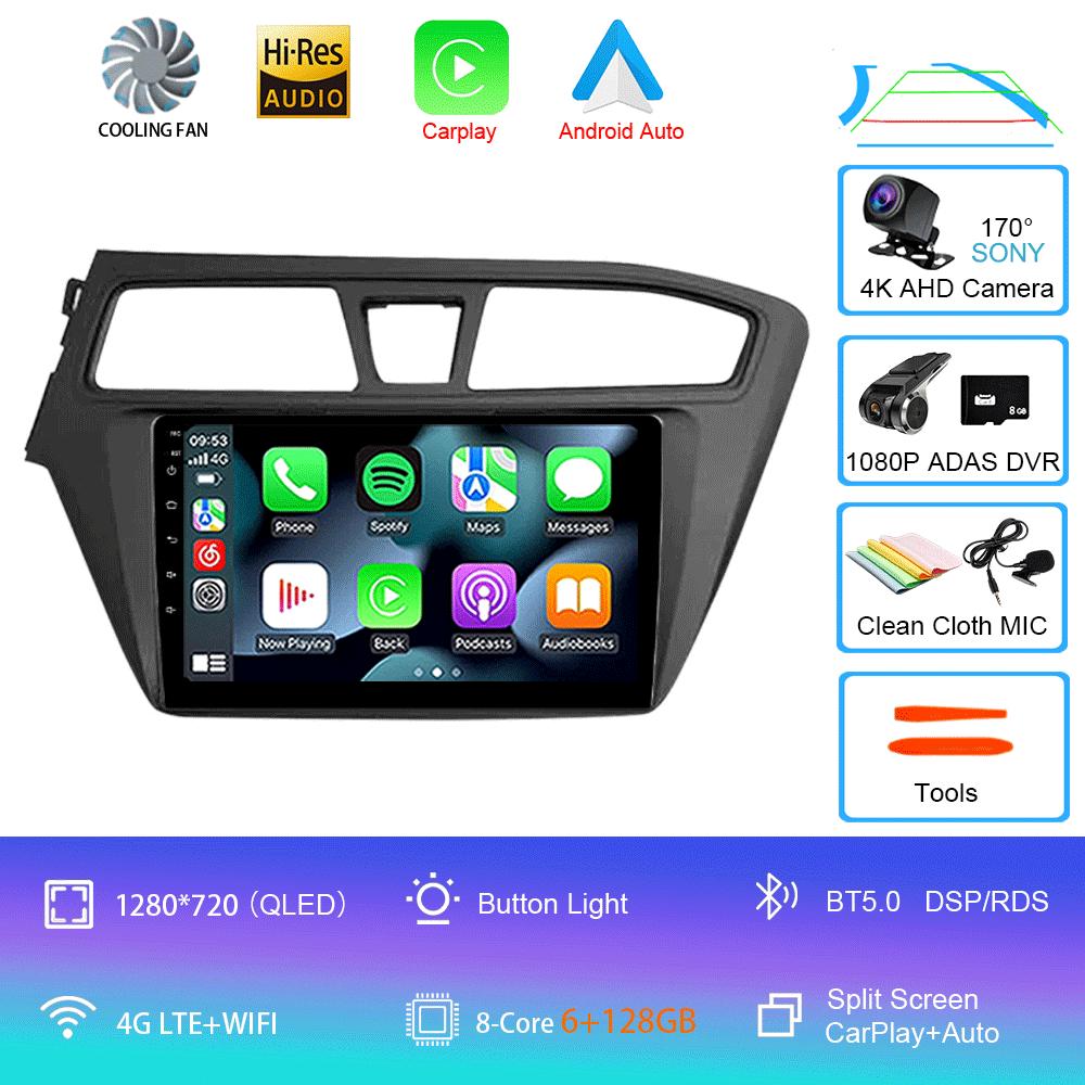 Android 14 WIFI+4G Автомагнитола для Hyundai I20 LHD 2015 2016 2017 2018 Стерео GPS Carplay Auto Мультимедийный Видеоплеер 360 Камера