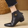 Fashion Booties Autumn New Pointed Toe Rear Zipper Metal Buckle Soft Sole Anti-Slip Wear-Resistant Single Boots