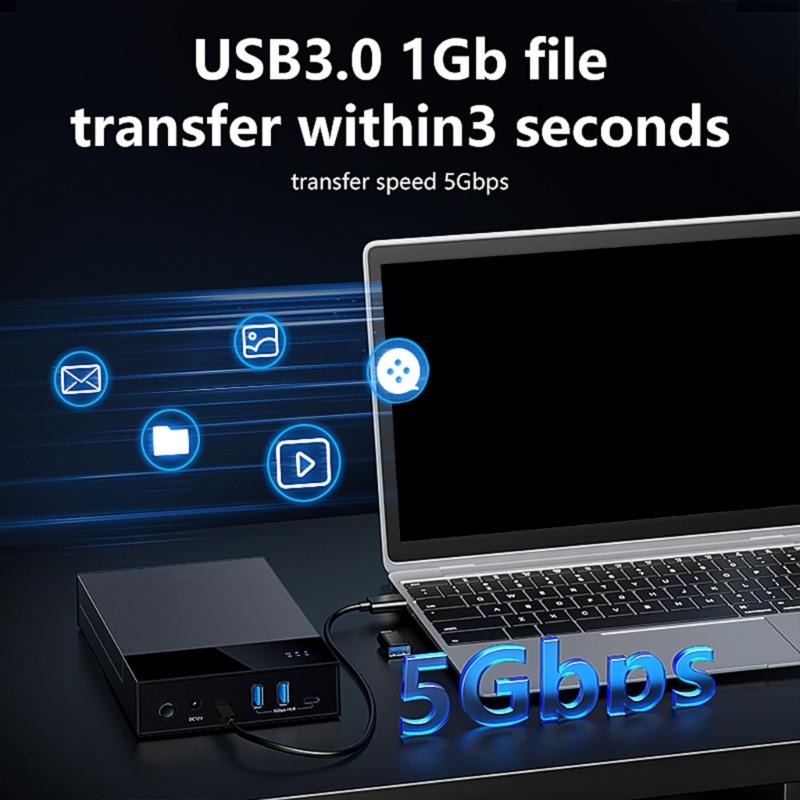 Док-станция для корпуса жесткого диска с 2 портами USB3.0 5 Гбит/с для быстрой передачи данных для 3,5" и 2,5" дисков, подключение USB 3.0 DC12V