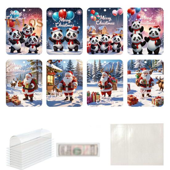 8 шт. рождественские украшения для держателей денег с двухсторонним скотчем, мультяшный узор, дизайн, рождественский декор, подвески