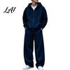 Two Piece Workout Set Men Tracksuit 2 Pieces Set Hoodie Coat Drawstring Sweatpants Active Fitness Outfits Outdoor Activities Outfit Solid