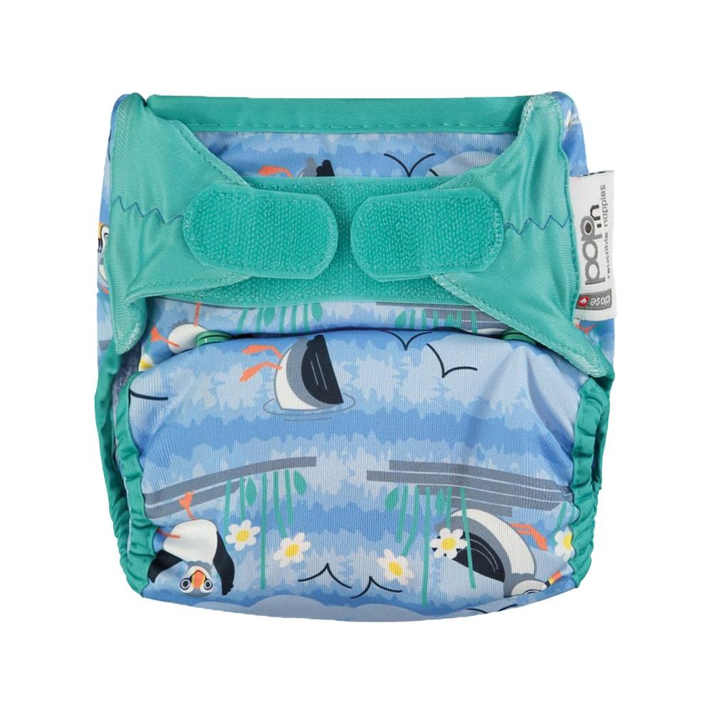 Close, Pop-In Ai2, Eco Reusable Diaper, Velcro, From Birth, Nice Bird