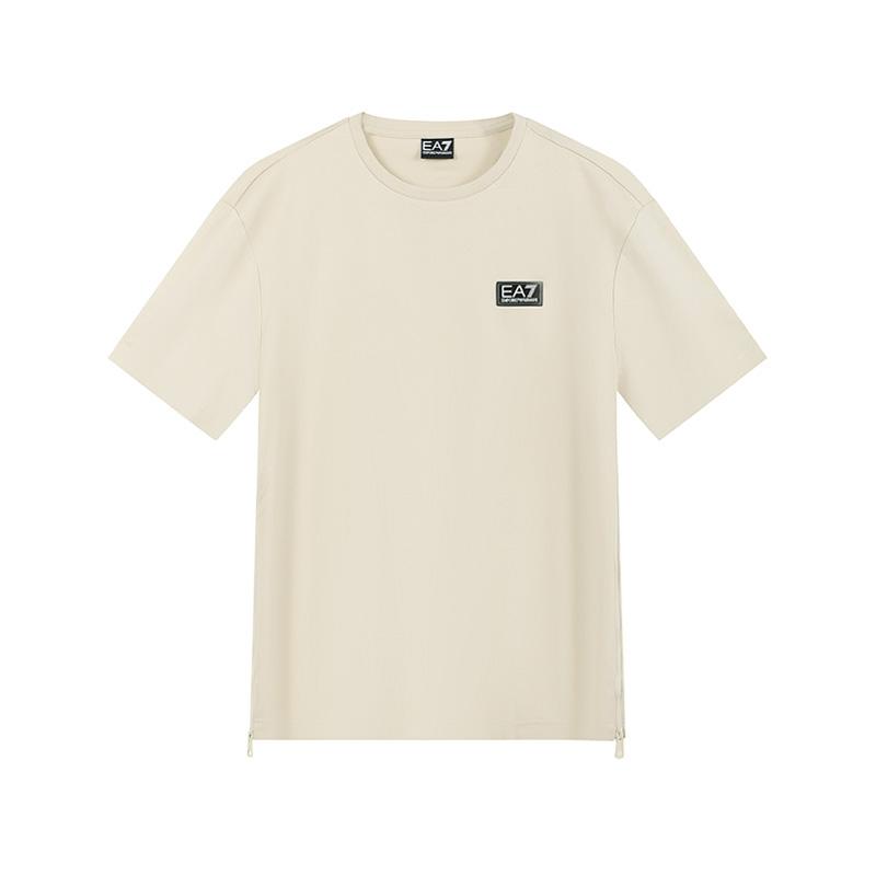 Emporio Armani Ea7 Повседневная хлопковая футболка с коротким рукавом и круглым вырезом для мужчин Топы Миндальное молоко 7M000516-AF14616-U1079