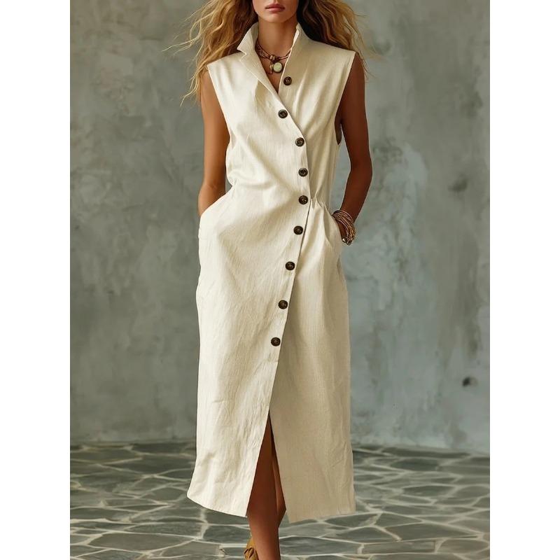 IHUASU Модные летние весенние однотонные платья без рукавов с принтом, повседневные