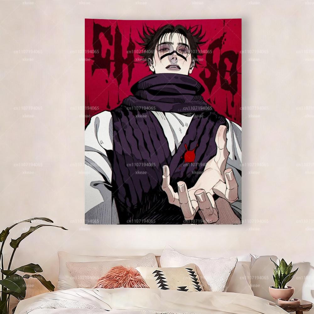 Тканевое панно Jujutsu Kaisen Чосо Персонаж аниме Настенный декор Плоская печать Темная эстетика для спальни Общежития Подарок для JJK