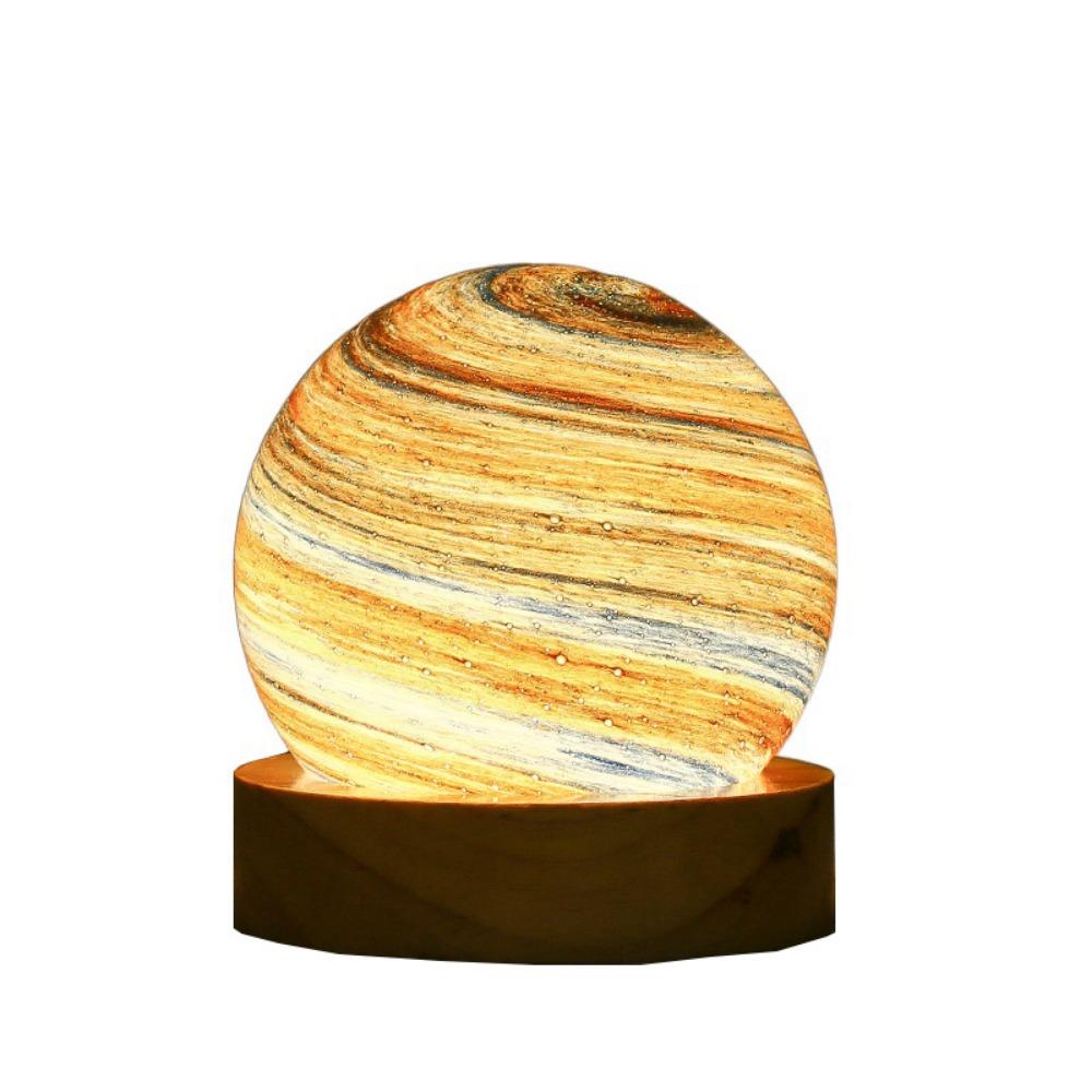 With Wooden Stand 80MM LED Night Light Luminous Glass Sphere Crystal Ball Bedroom