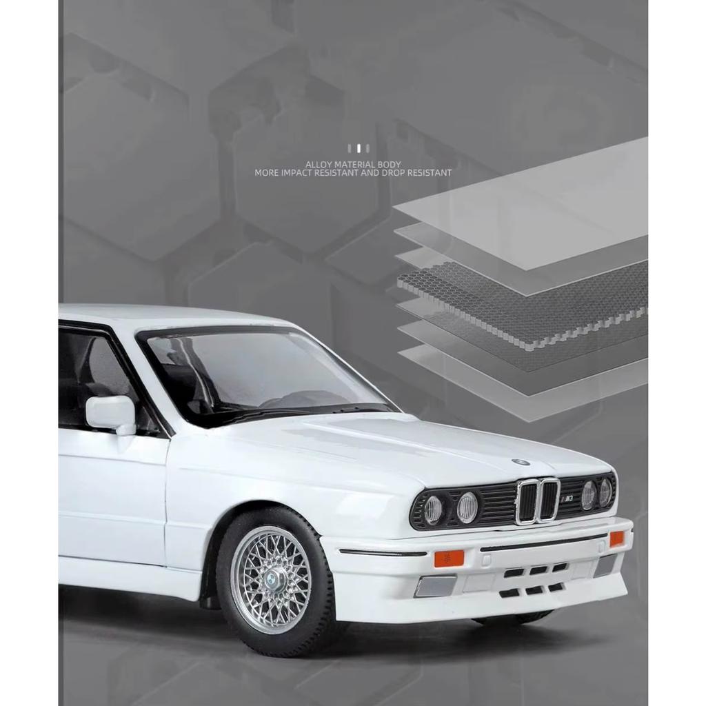 1/24 Scale 1988 BMW M3 IM3 Alloy Scale Car Model Diecast Metal Miniature Car Sound and Light Classic Car Collection Kid Toy Car Vehicle