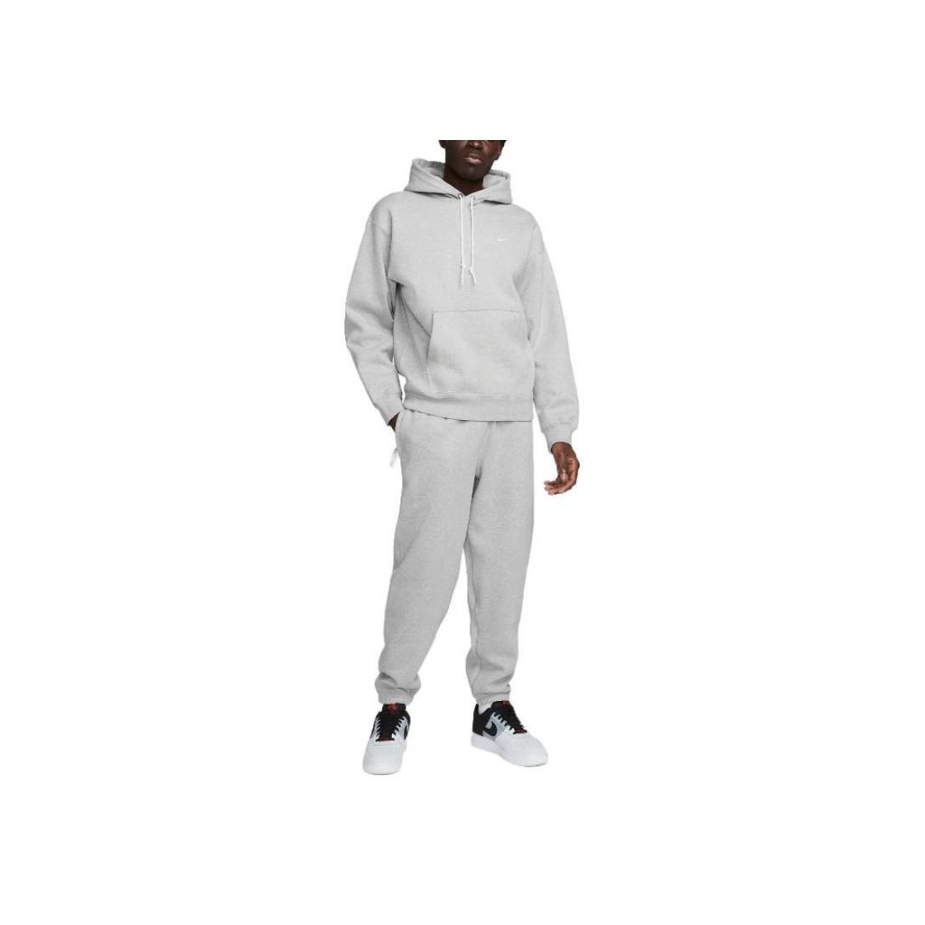 Nike Флисовый пуловер Solo Swoosh с капюшоном, темно-серый, Хизер/Белый, мужская уличная одежда DX1355-063