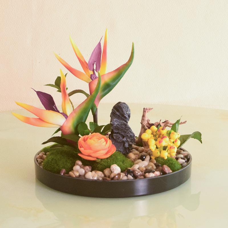 Large Round Table Turntable Centerpiece for Hotel Dining and Private Room Decor - Artificial Flower Art Landscape