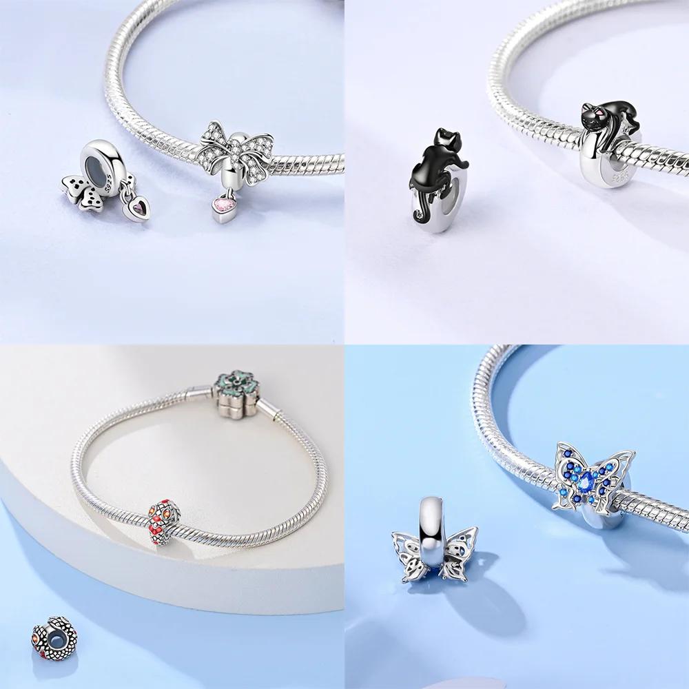 Юбилей Медь Бабочка Паук Пара Медведи Сердце Кленовый лист Клип Шарм Бусины Подходят Браслет Сделай сам Женщины Оригинальные украшения