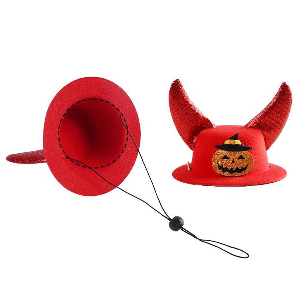 Pumpkin Halloween Pet Horns Hat Adjustable Dog Dress Up Cap Halloween Pet Hat  Halloween Decor