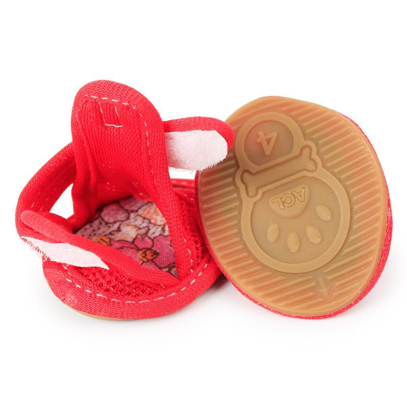 4pcs Summer Mesh Pet Sandals Shoes For Small Dogs Anti-skid Cow Tendon Sole Puppy Dog Sneakers Chihuahua Mascotas Accessories