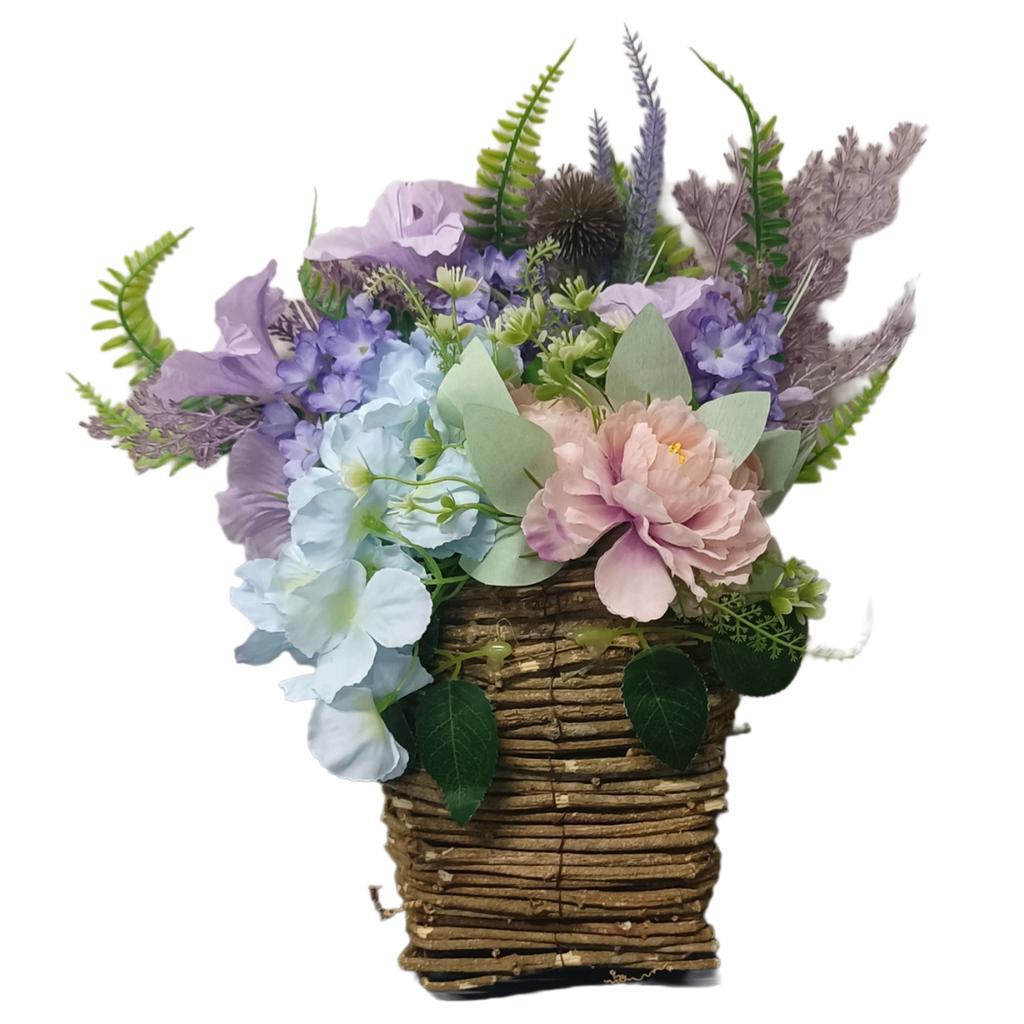 Artificial Lavender Garland Hanging Baskets Pendant Door Hanging Wildflower Wreath Ornaments Gifts Home Decor for Wedding Party
