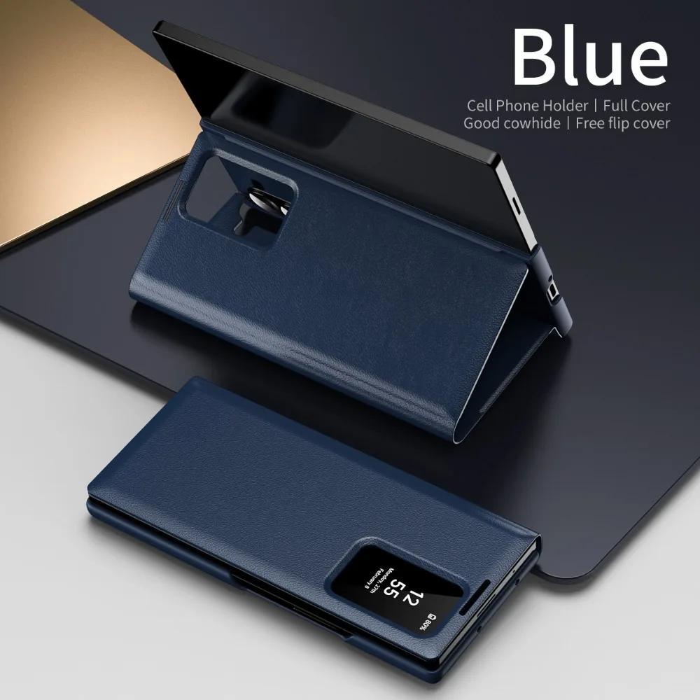 Чехол-кошелек для телефона Samsung Galaxy Z Fold 6 5 4 3 Fold6 Fold5 Fold4 Fold3 5G Smart Window Card Holder Kickstand Cover