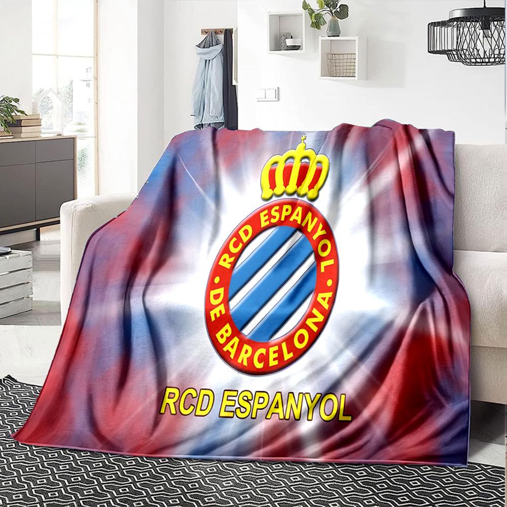 Espanyol Stadium Flannel Blanket, Soft Polyester, Modern Design, All-Season for Camping, Travel, Gifts for holidays or birthdays