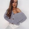 2025 Autumn/Winter Women's V-Neck Solid Color Loose Knit Cardigan