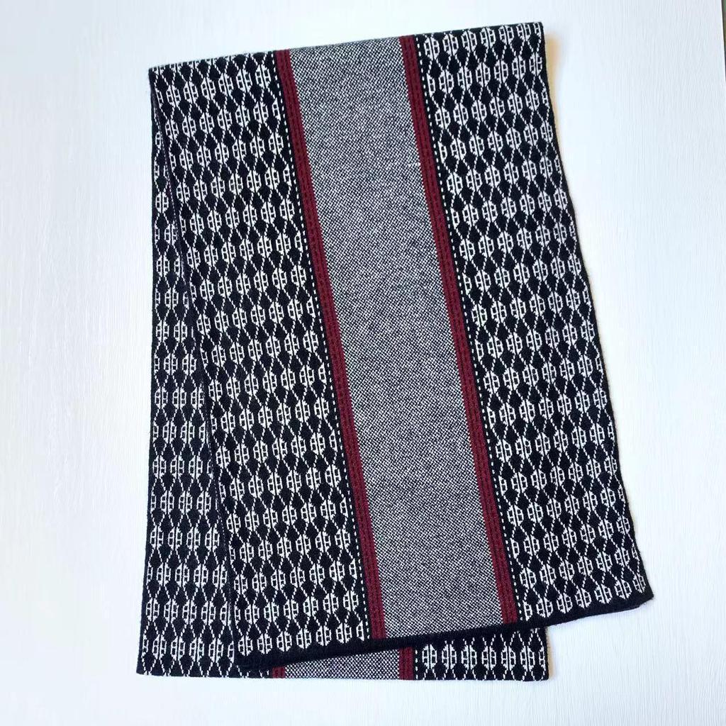 Классический мужской кашемировый жаккардовый вязаный шарф-манишка - Универсальный стиль для осени/зимы