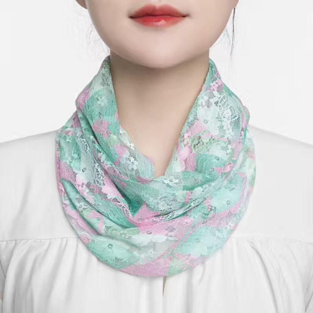 Floral Silk Scarf Ice Silk Neck Guard Scarf Summer Veil Women