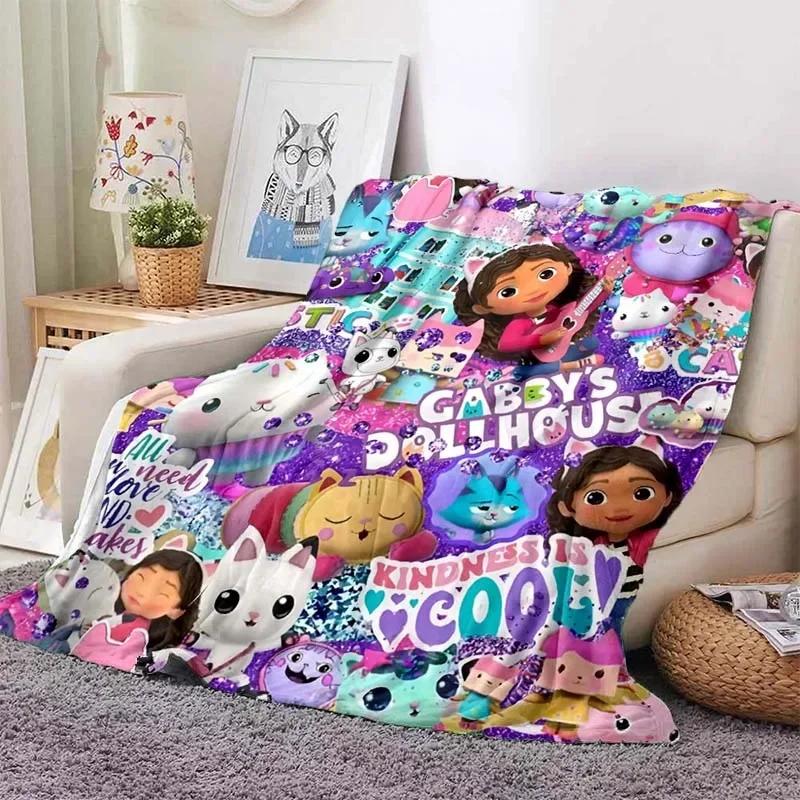 Kawaii Gabby Home Мультяшный принтованный плед для пикника Теплое фланелевое мягкое и удобное домашнее путешествие подарок на день рождения