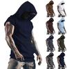 Men's Summer Waistcoat Solid Color Pocket Zipper Hooded Vest Men's Casual Fashion Sports Vest