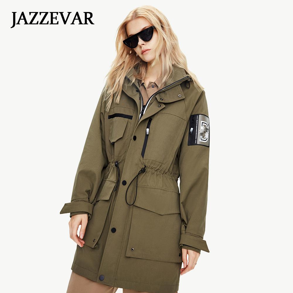 JAZZEVAR Женская ветровка Ins, красивое рабочее пальто средней длины, длинная хлопковая куртка Синьцзян