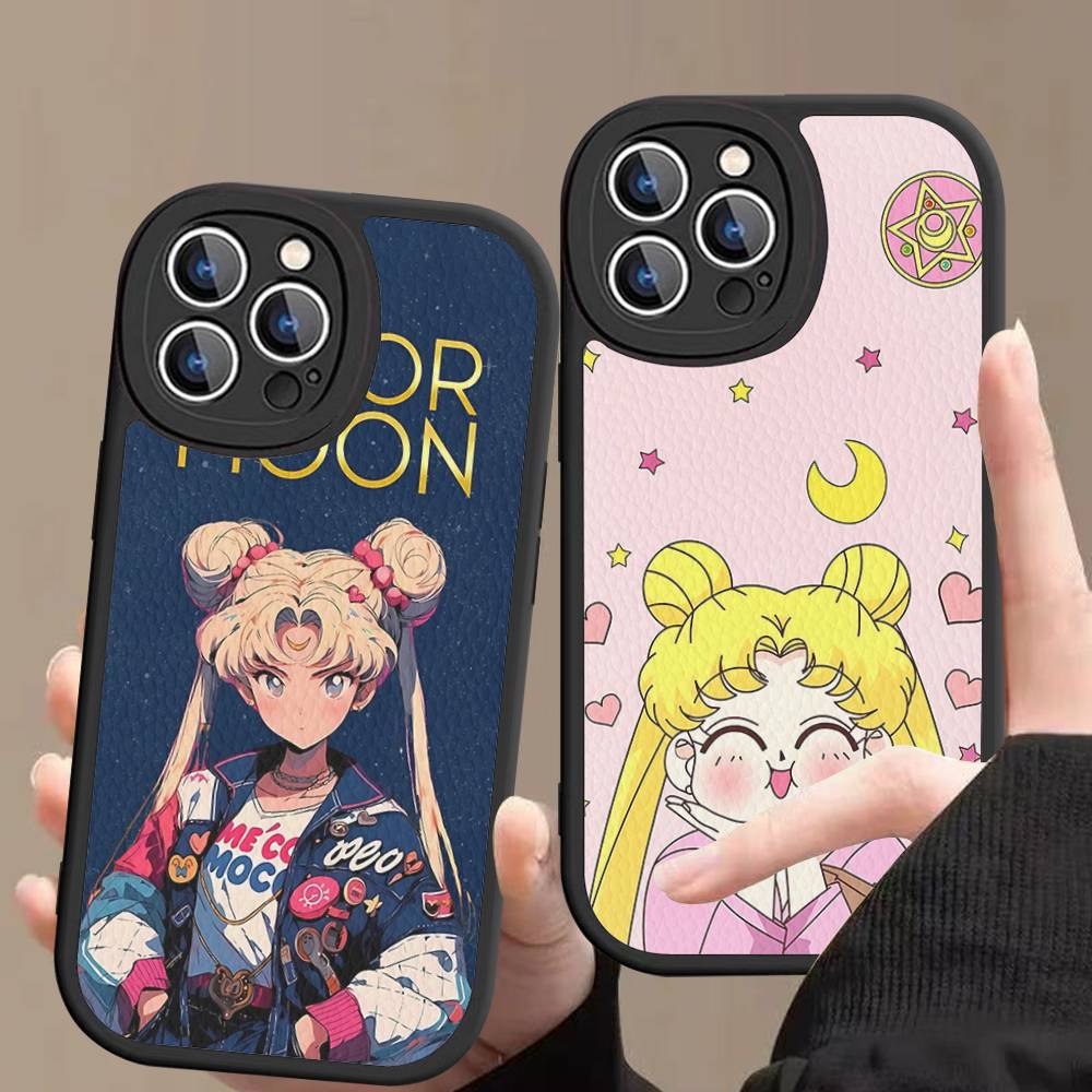 Чехол для телефона S-Sailors Anime Moon для iPhone 16 15 14 13 12 11 Pro Max Plus 16E Мягкий кожаный чехол