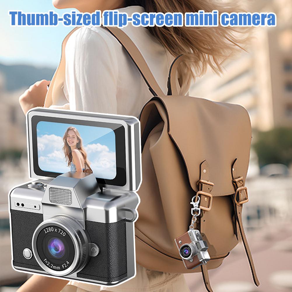 Retro Style Mini CCD Camera with 1.47 Inch Flip Screen Portable Sports Camera for Outdoor Travel Vlogging Photography Kids Gifts