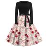 Women's Fashion Round Neck Casual Slim Valentine's Day Printed Long Sleeve Dresses