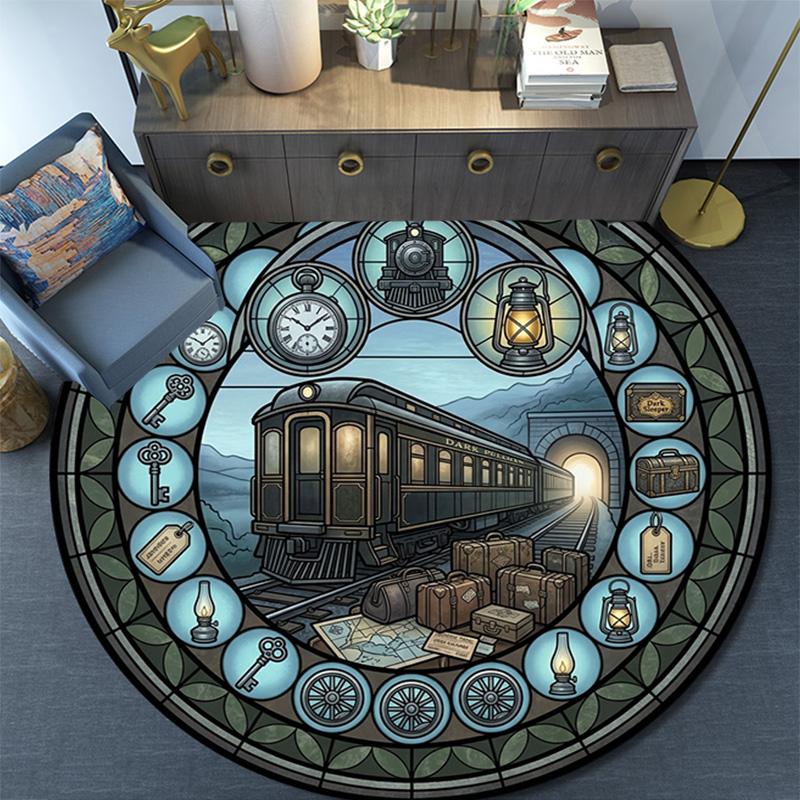 Marine Life Glass Round Area Rug Under Office Chairs Bedroom Living Room Home Decor