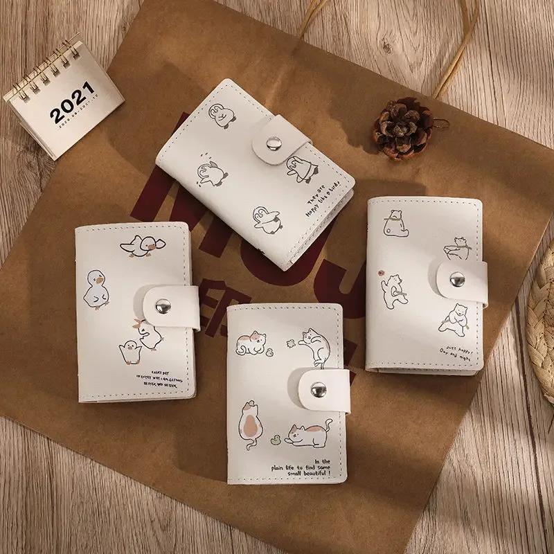 Держатель для карт с милым котом и принтом котенка, мини-кошелек большой емкости, держатель для нескольких карт, маленький чехол для карт, сумка для хранения кампусных карточек, рабочих удостоверений личности