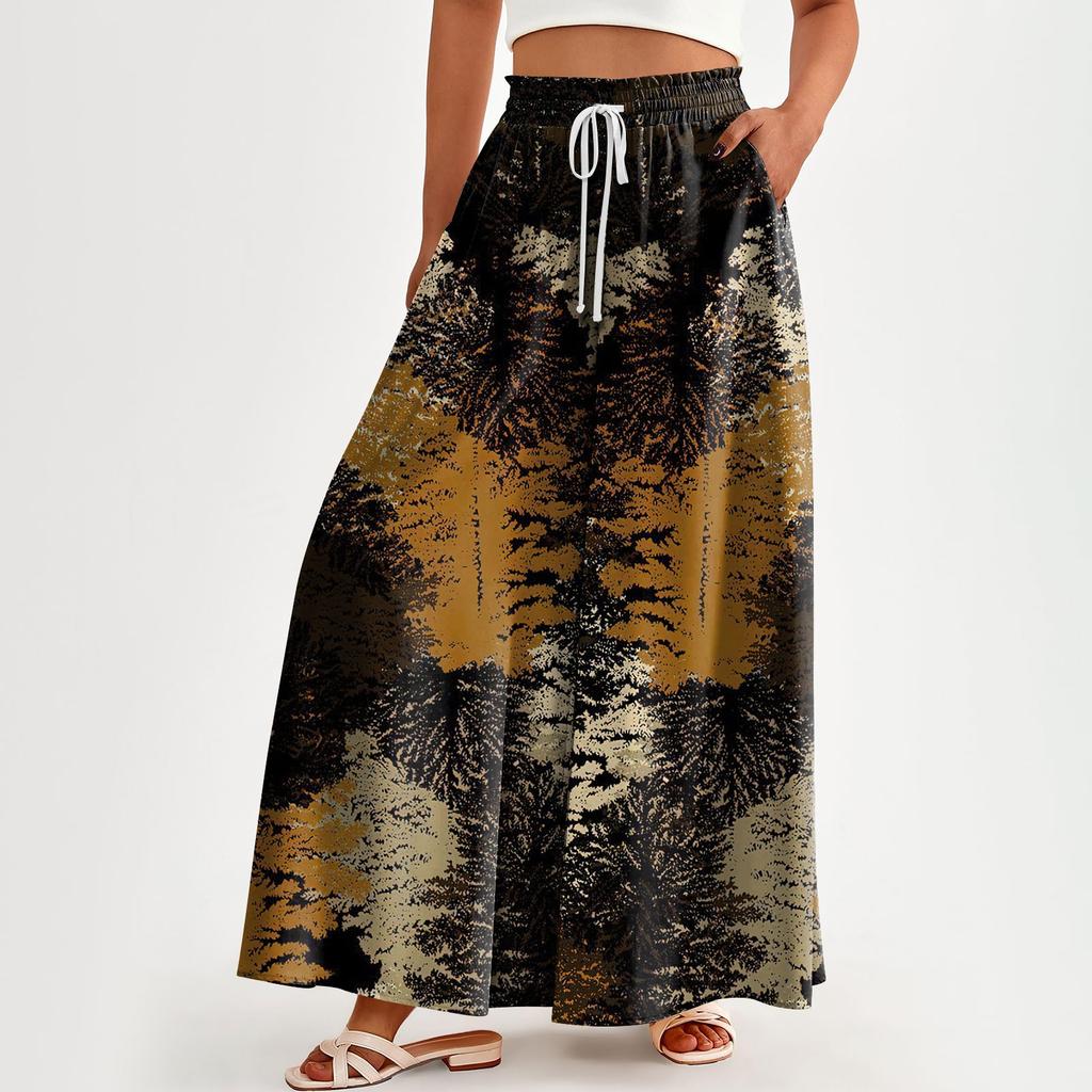 Женские брюки с высокой талией, широкие, повседневные, струящиеся брюки-палаццо, клетчатые брюки с карманом