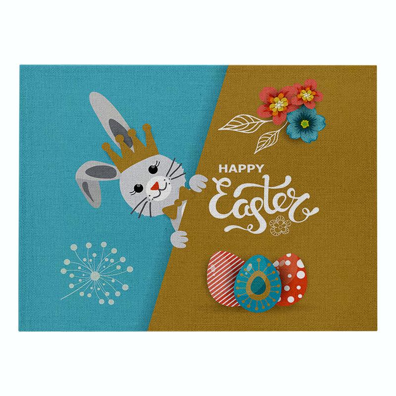 Easter meal mat heat-resistant cotton and linen Western style mat home decor cartoon rabbit kitchen insulation coaster