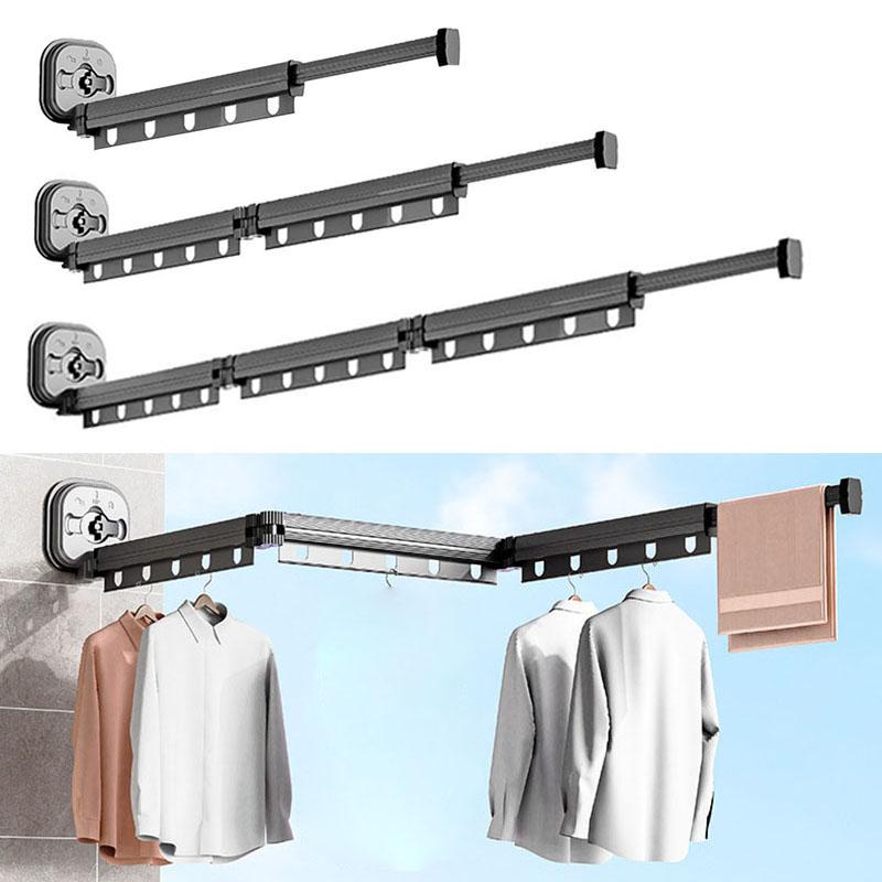 Portable Folding Drying Rack Traceless Wall Mounted Clothes Drying Rack Space Saving Clothes Hanger No Drilling Bathroom