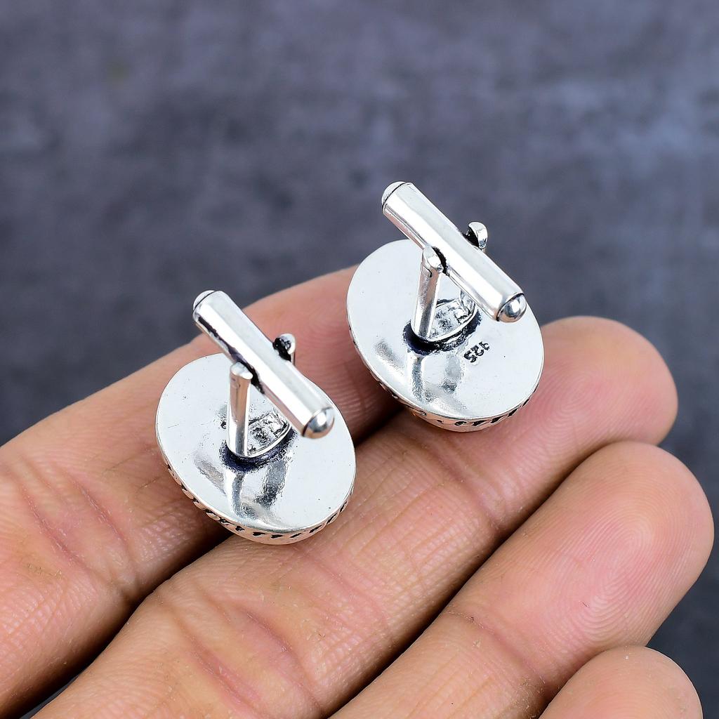 Запонки ручной работы из серебра 925 пробы с балтийским янтарем и драгоценными камнями h1y13